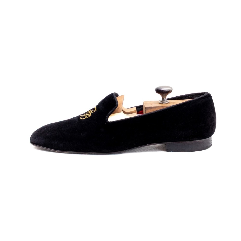 Brooks Brothers x Peal & Co. Black Velvet Smoking Slippers Size US 10.5 D - Picture 2 of 14